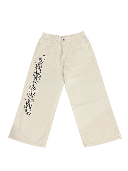 $33 WHITE BAGGY JEANS